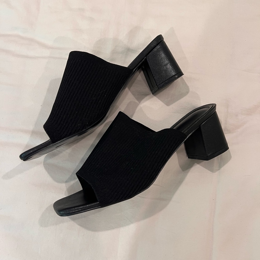 Women's Black Heeled Mules